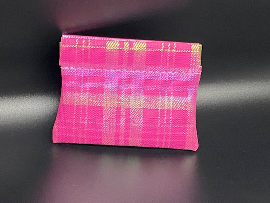 Pop Mini Coin Pouch - Pink Iridescent Plaid