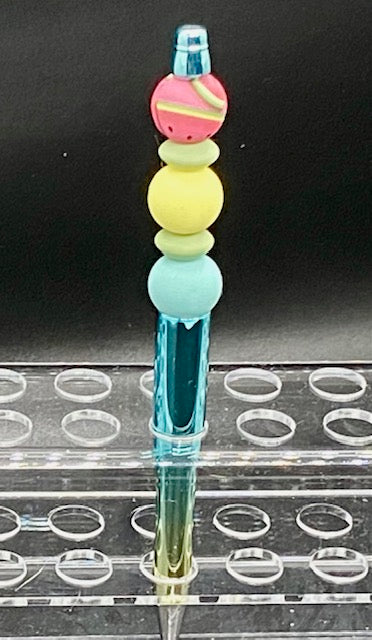 Beaded Blue Ombre Pen - Watermelon - Yellow - Blue - Green