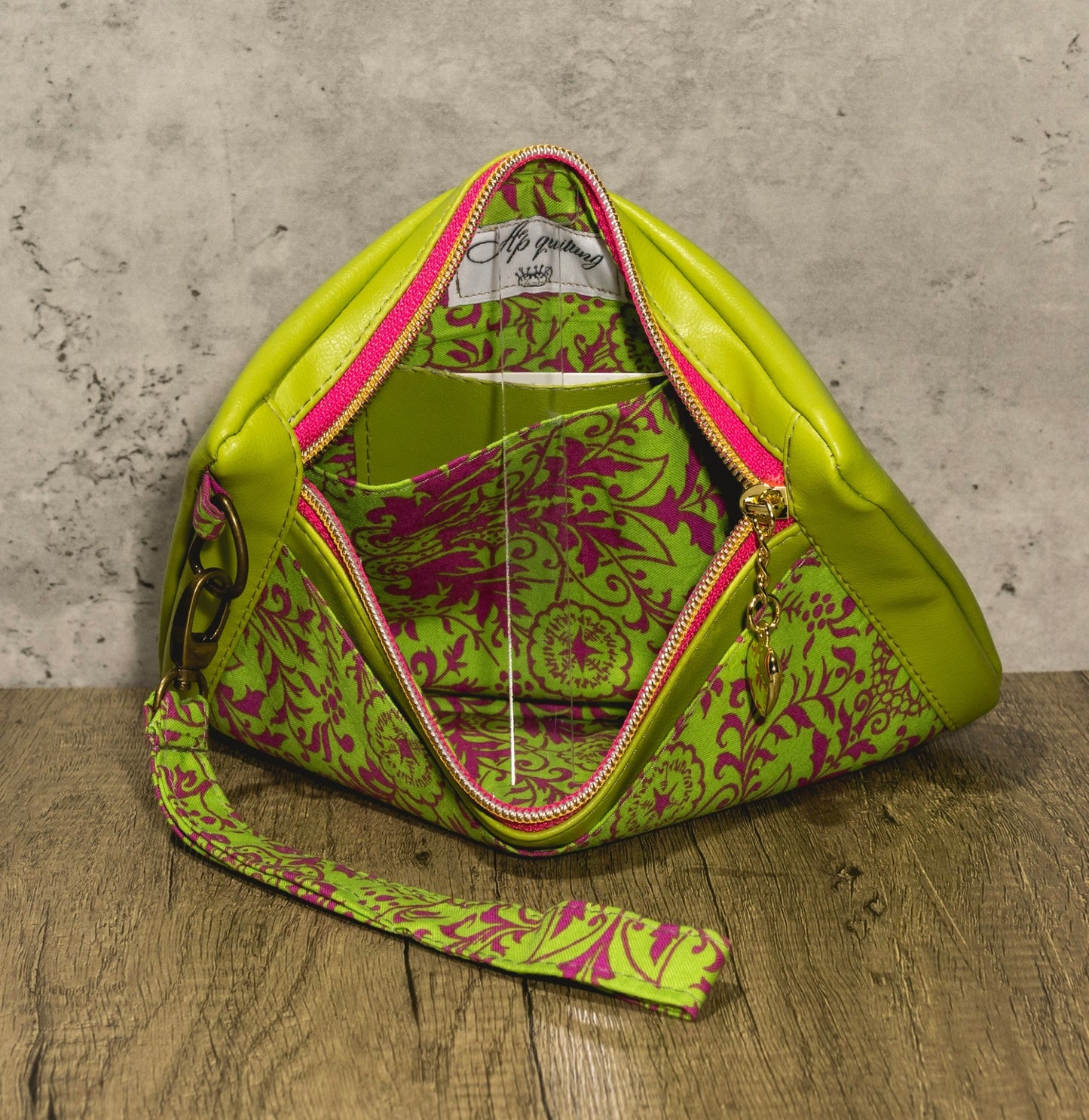 Amplector Wristlet - Lime Green and Hot Pink Floral - Small